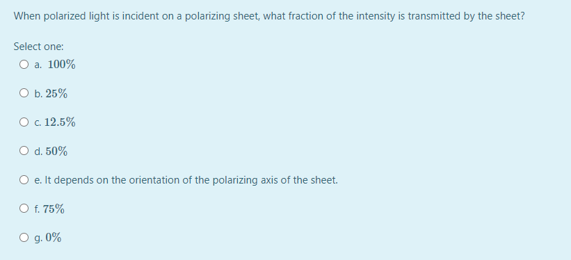 Solved When polarized light is incident on a polarizing | Chegg.com