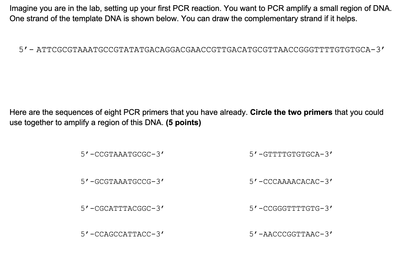 Solved Imagine you are in the lab, setting up your first PCR | Chegg.com