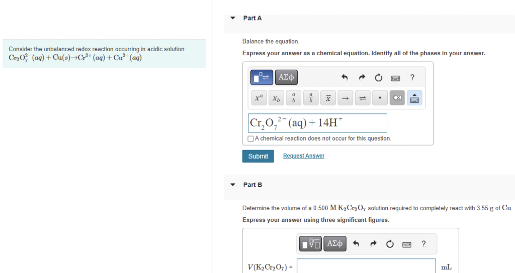 Solved Consider The Unbalanced Redox Reaction Occurring In | Chegg.com