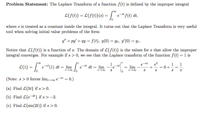 Solved The Laplace Transform Of A Functionf T Is Defined By Chegg