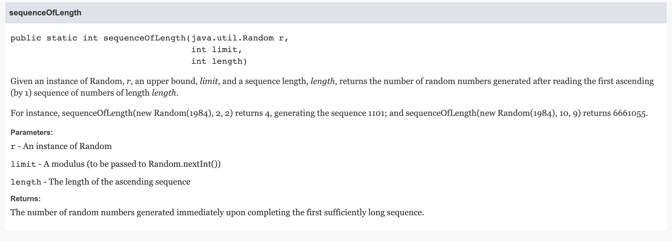 Solved Sequenceoflength Public Static Int Sequenceoflengt Chegg Com