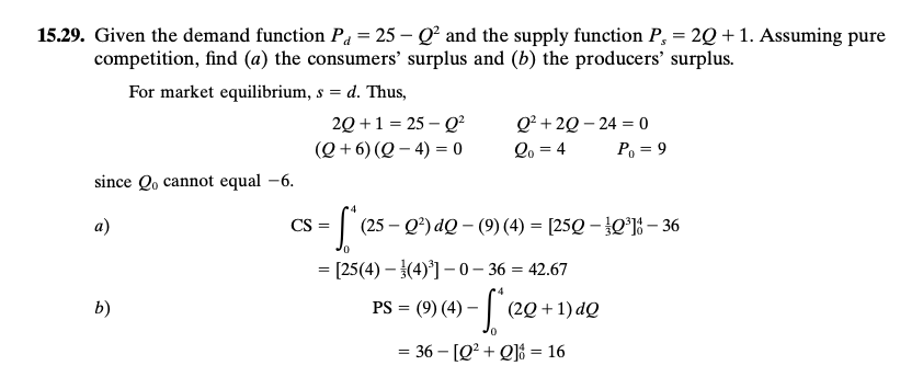 Solved 29. Given The Demand Function Pd=25−Q2 And The Supply | Chegg.com