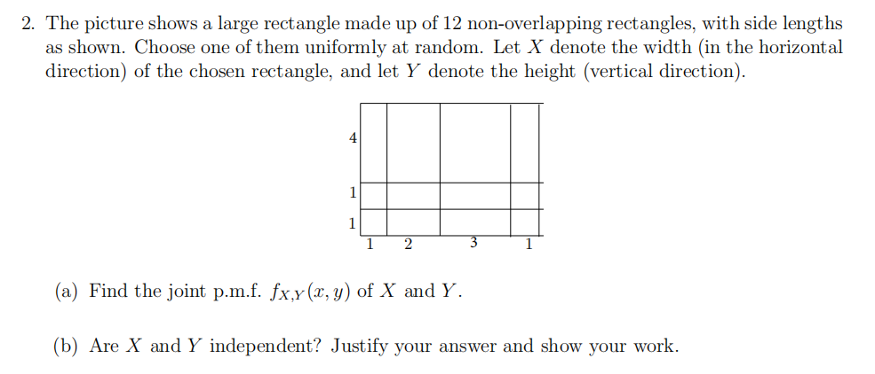 Solved 2. The picture shows a large rectangle made up of 12 | Chegg.com