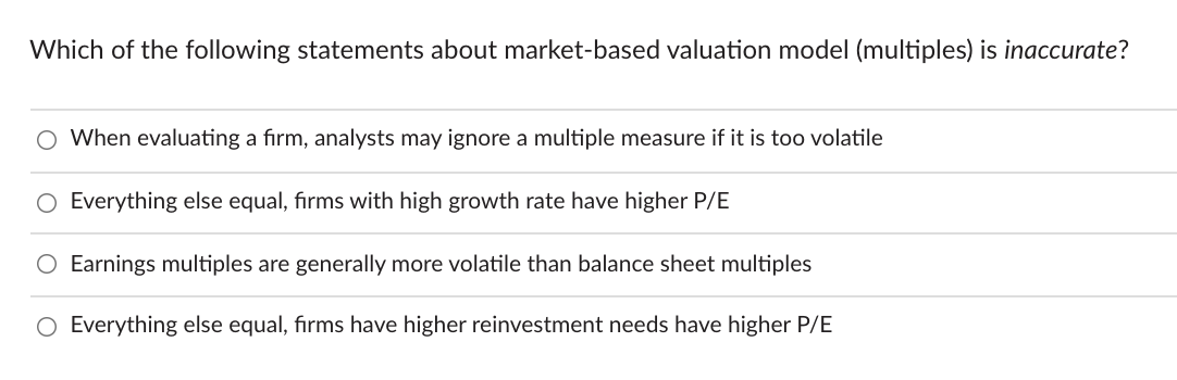 Solved Which of the following statements about market-based | Chegg.com