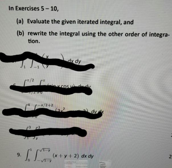 Solved In Exercises 5 - 10, (a) Evaluate the given iterated | Chegg.com
