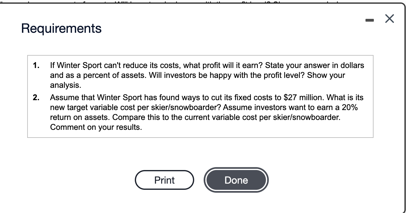 Solved Winter Sport Inc. operates a Rocky Mountain ski