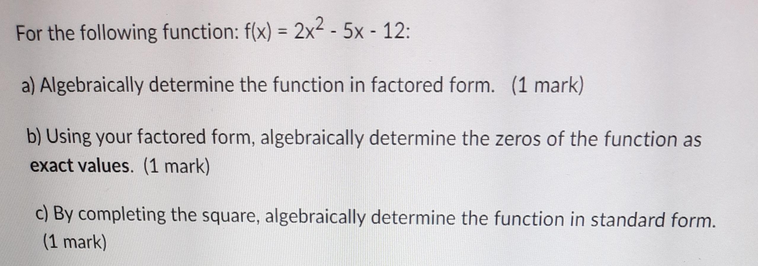 x 2 5x 12 factored