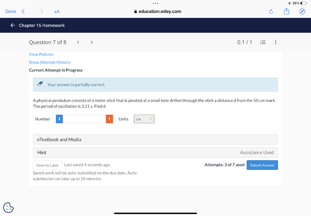 Solved A physical pendulum consists of a meter stick that is