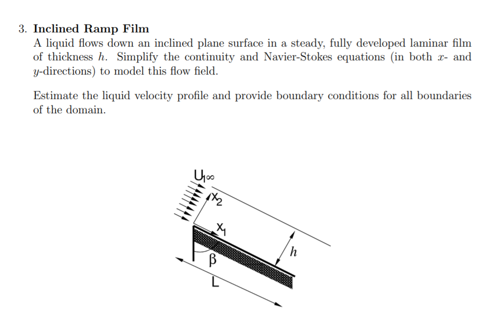 Solved 3. Inclined Ramp Film A liquid flows down an inclined