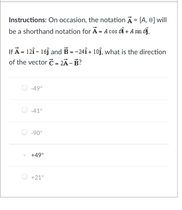 Solved Instructions On occasion, the notation A = [A, θ]