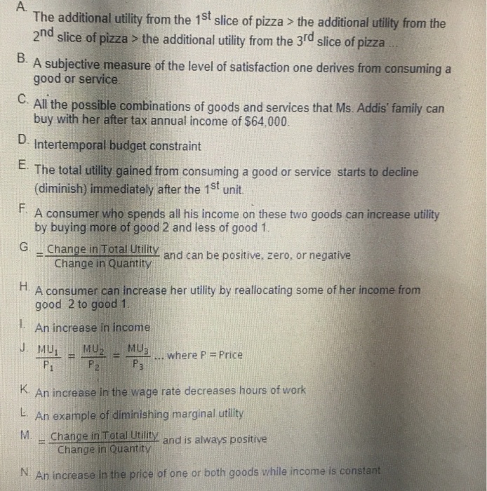 Solved Ulility Marginal Utility (MU) .. ' The Law of | Chegg.com