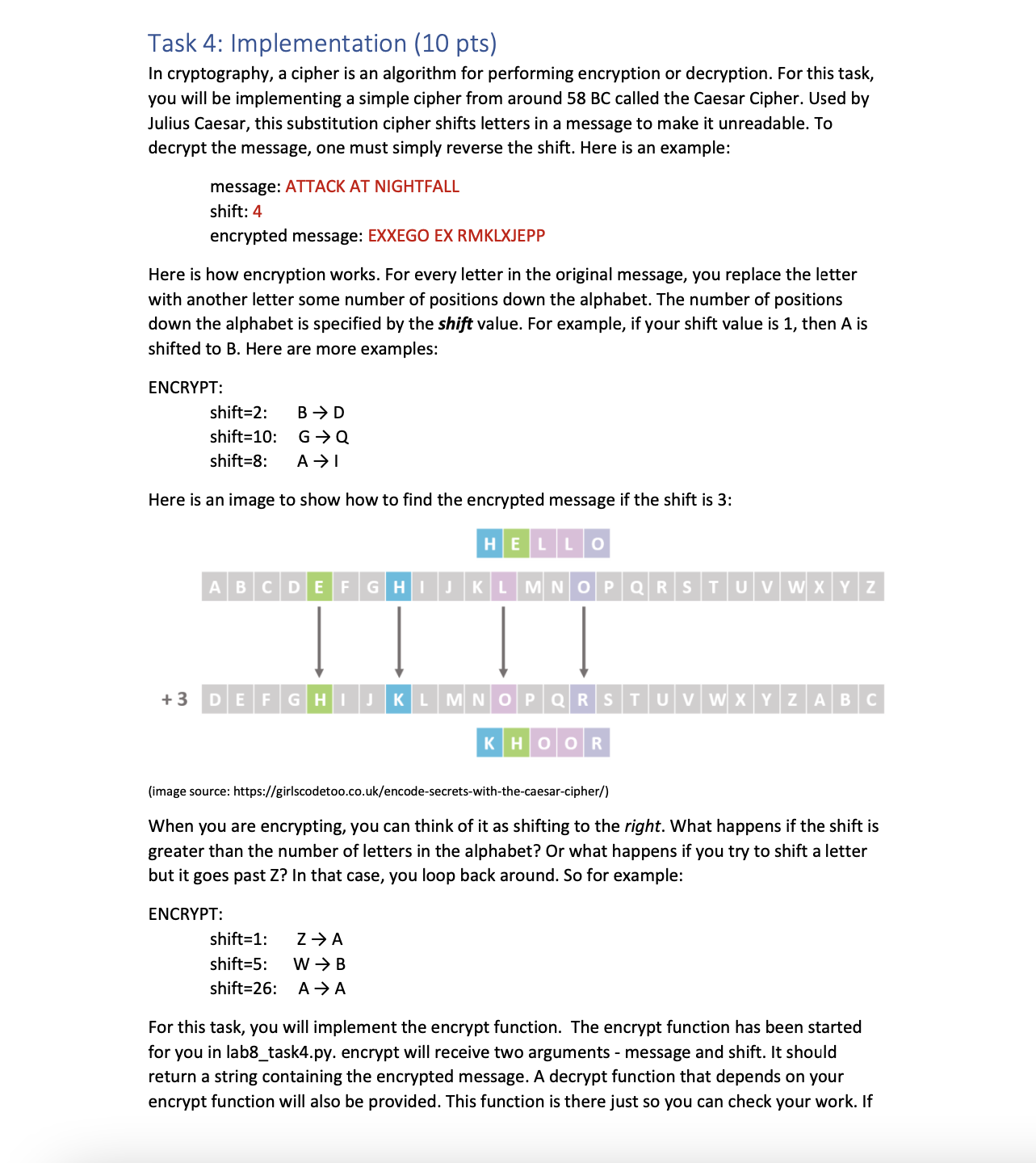 Task 4: Implementation (10 pts) In cryptography, a | Chegg.com