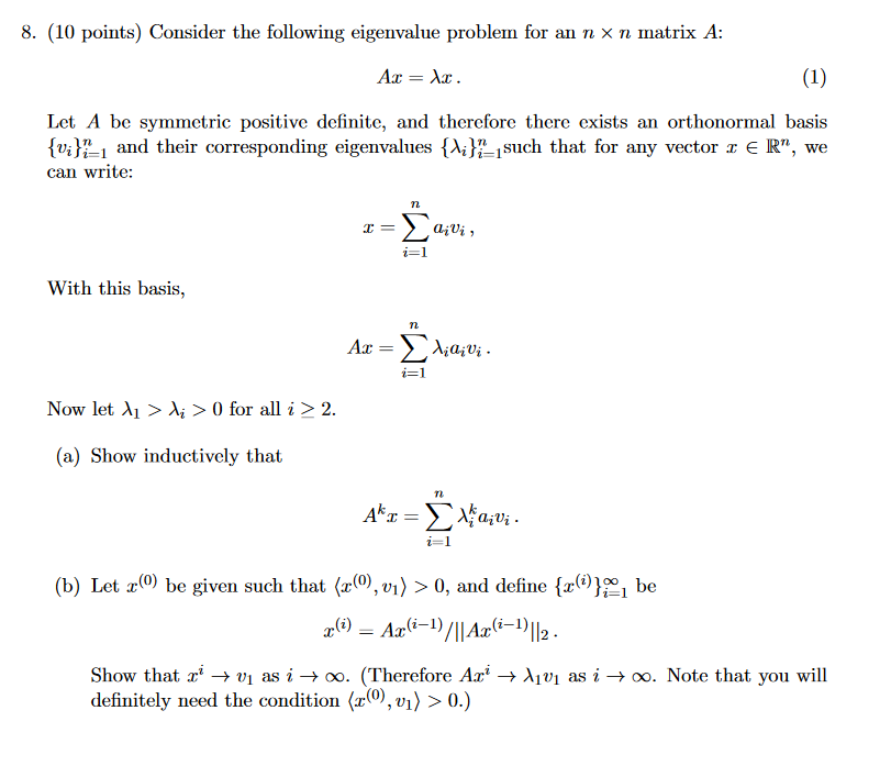 Solved 8. (10 Points) Consider The Following Eigenvalue | Chegg.com