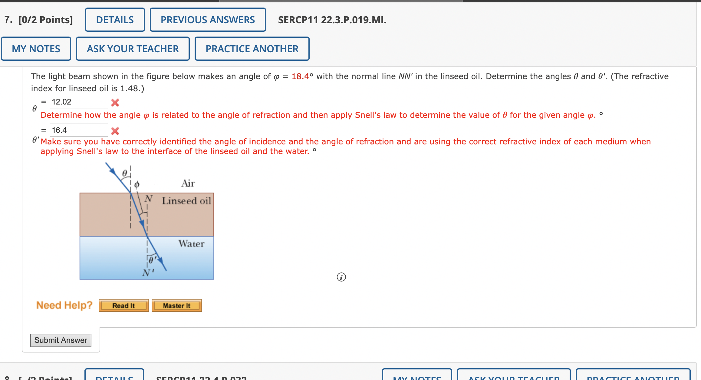 Solved The Light Beam Shown In The Figure Below Makes An | Chegg.com