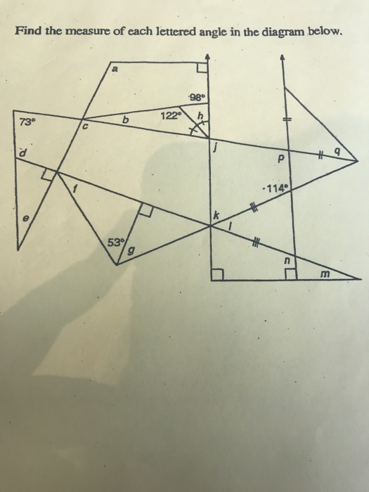 Solved Find The Measure Of Each Lettered Angle In The | Chegg.com