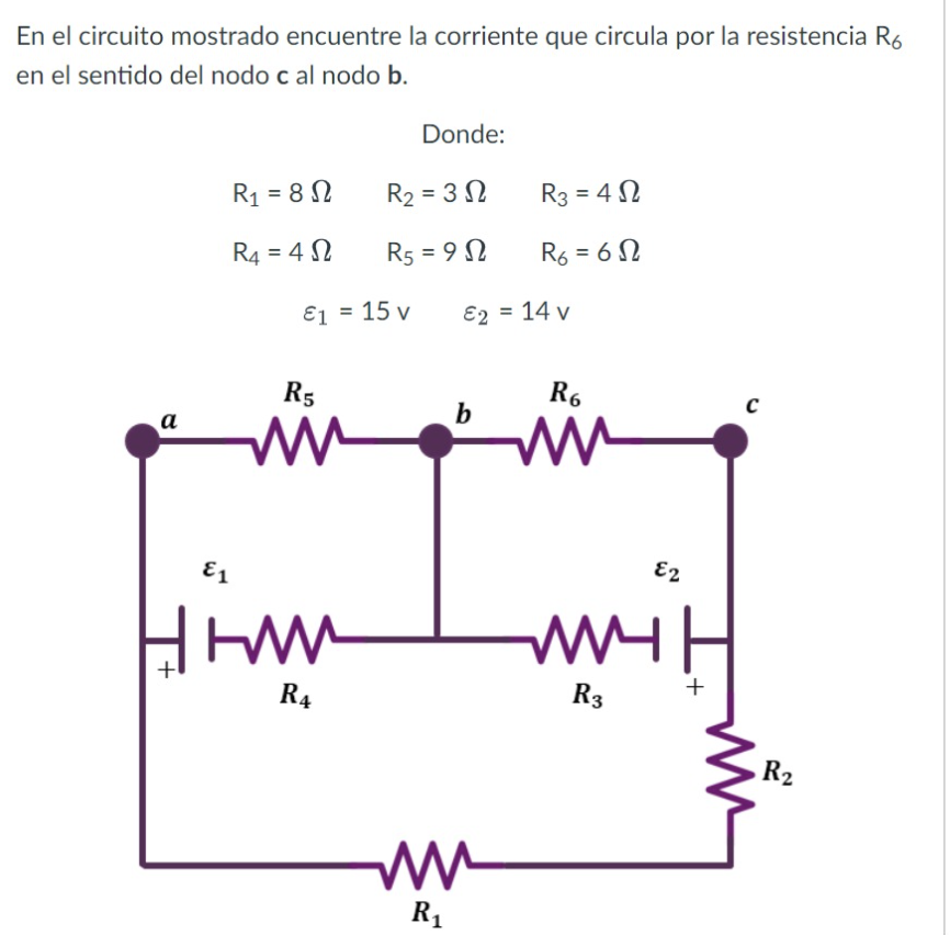 En el circuito mostrado encuentre la corriente que circula por la resistencia Ro en el sentido del nodo c al nodo b. Donde: R