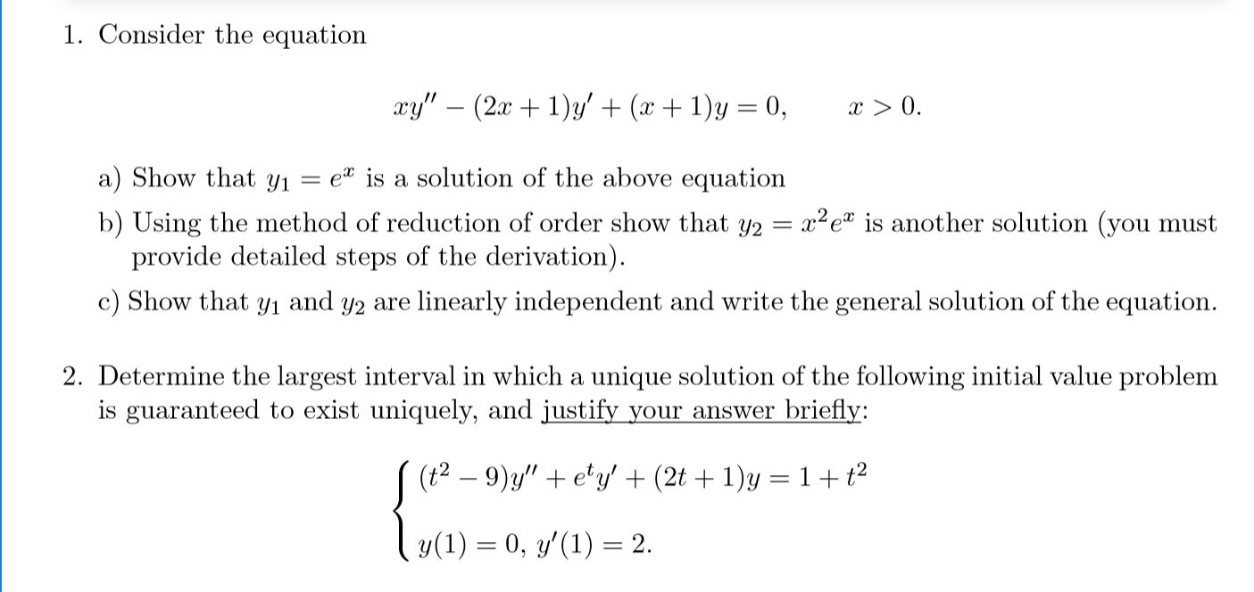 Solved 1 Consider The Equation Xy 2x 1 Y X 1 Y Chegg Com