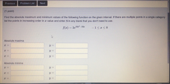 Solved Find the absolute maximum and minimum values of the | Chegg.com
