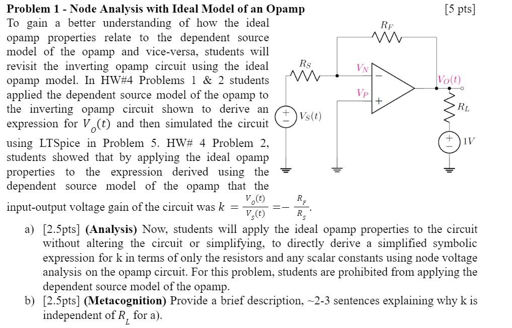 Problem 1 - Node Analysis with Ideal Model of an | Chegg.com