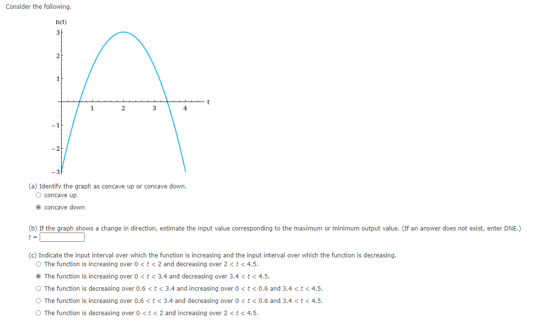 Solved Consider the following. n(t) 3 2 1 A 1 2 3 4 (a) | Chegg.com