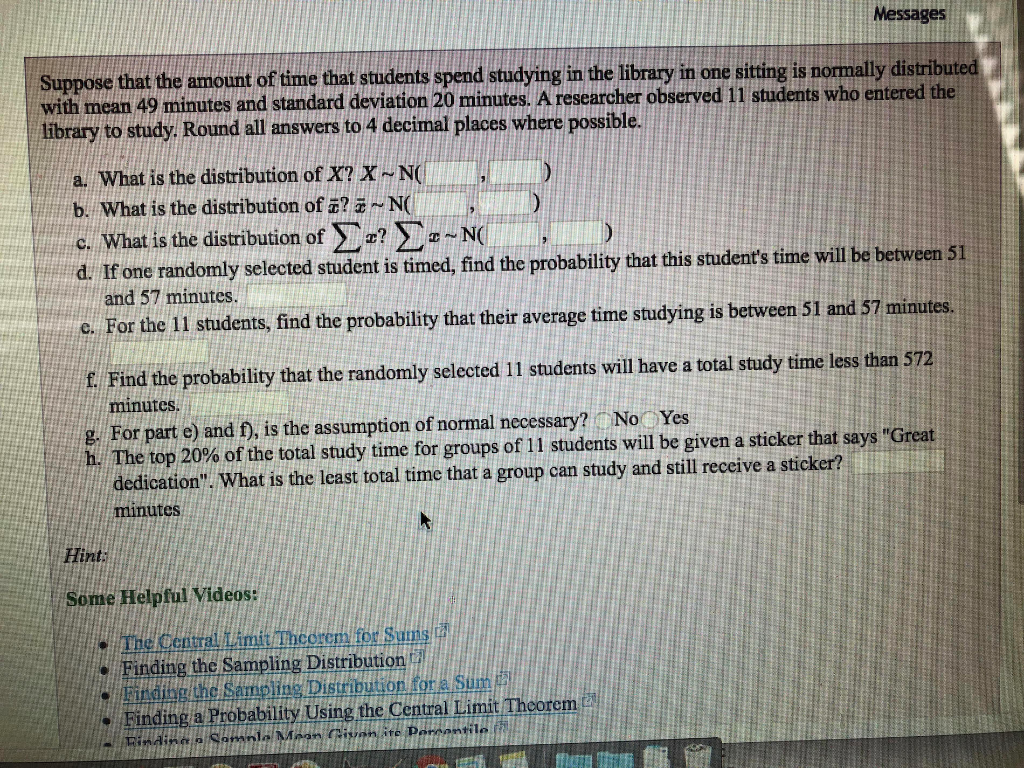 Solved Messages Suppose that the amount of time that | Chegg.com