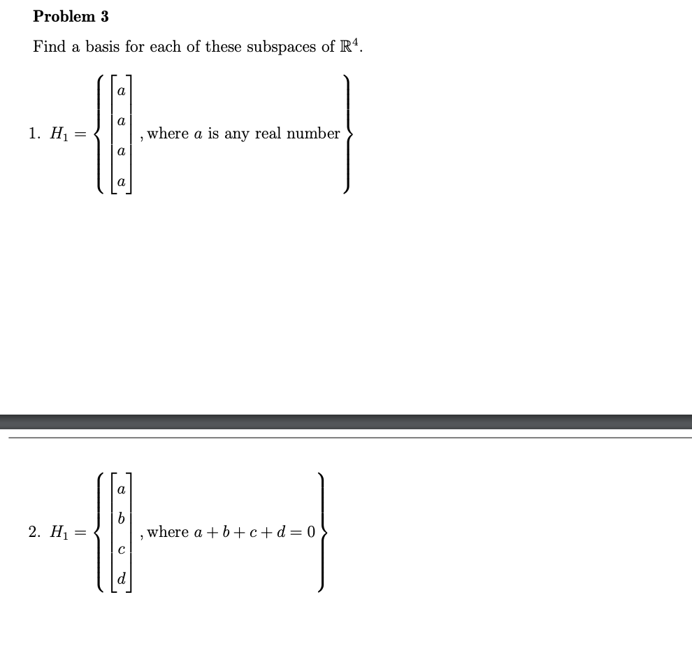 Solved Problem 3 Find A Basis For Each Of These Subspaces Of | Chegg.com