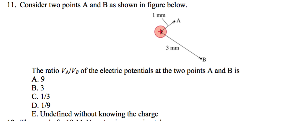 Solved 11. Consider Two Points A And B As Shown In Figure | Chegg.com