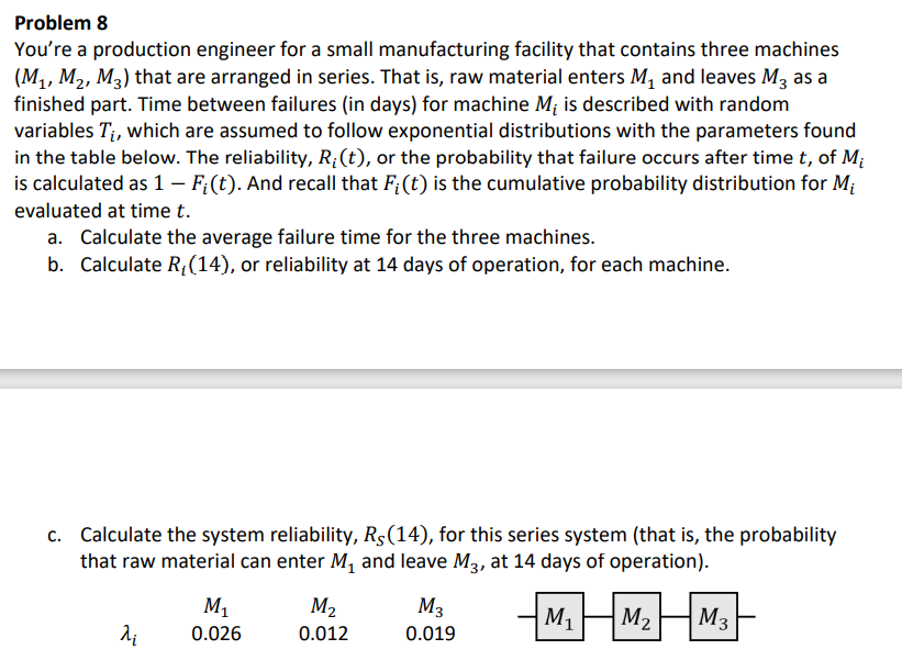 Solved Problem 8 You're a production engineer for a small | Chegg.com
