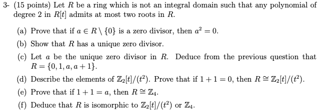 Solved 3- (15 Points) Let R Be A Ring Which Is Not An | Chegg.com