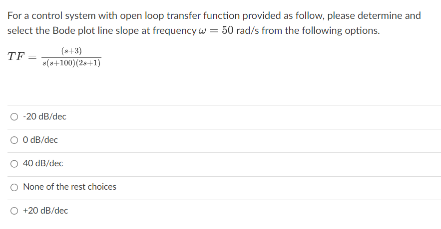 For a control system with open loop transfer function | Chegg.com