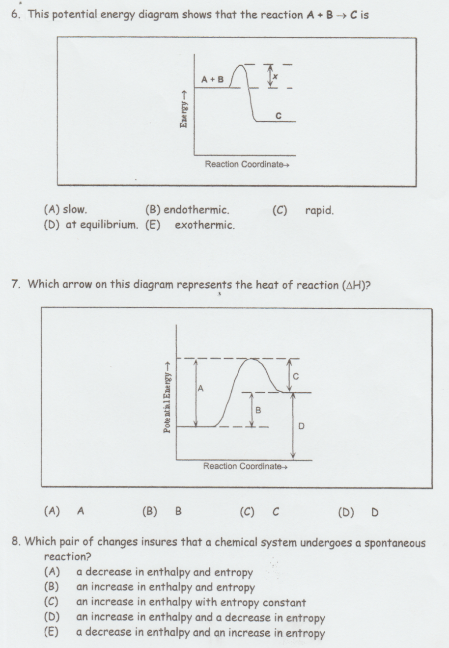 Solved 6. This potential energy diagram shows that the | Chegg.com