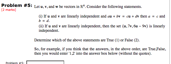 Solved Problem #5: Let u, v, and w be vectors in R". | Chegg.com