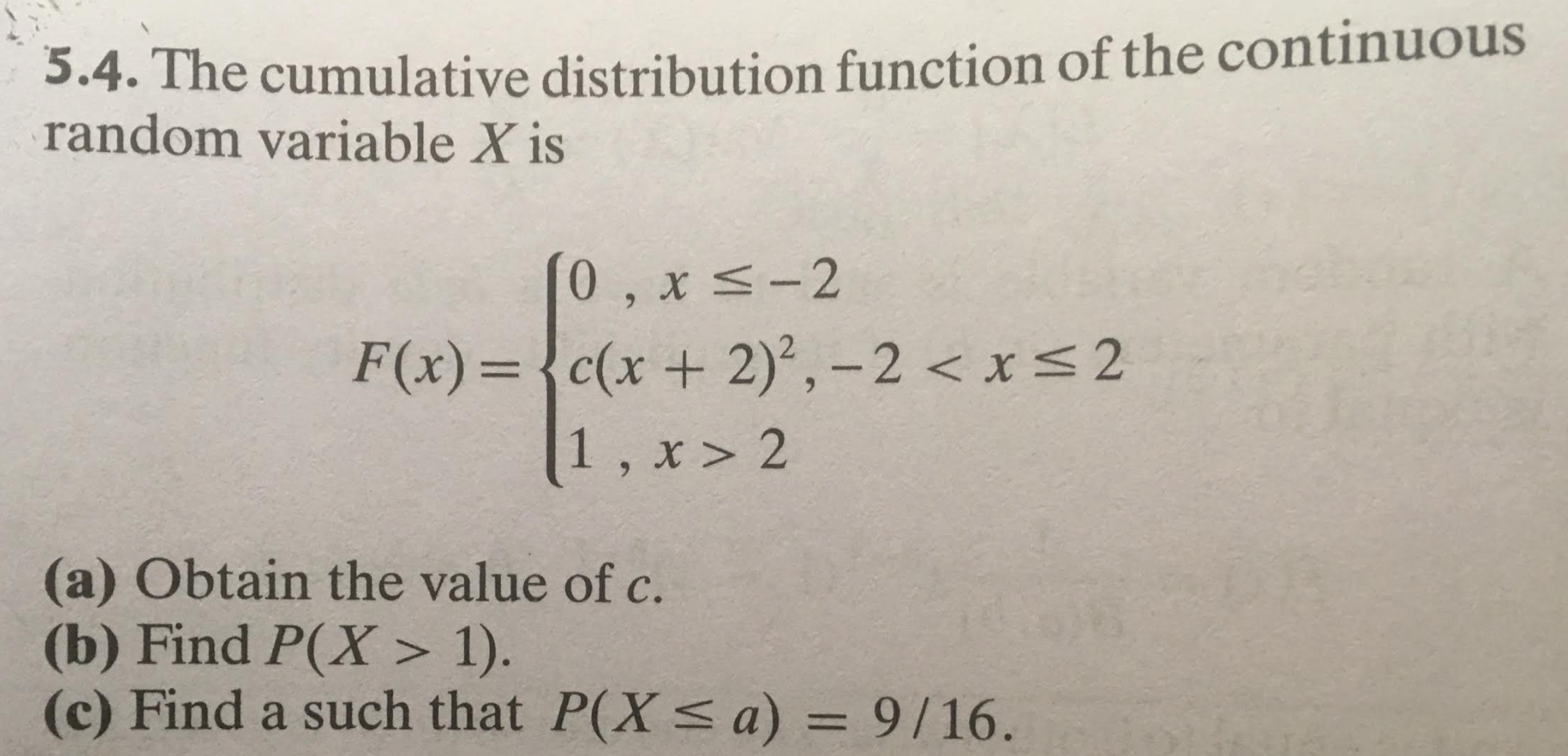 Solved 5.4. The cumulative distribution function of the | Chegg.com