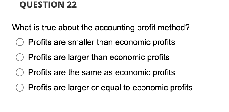 Solved What is true about the accounting profit method? | Chegg.com