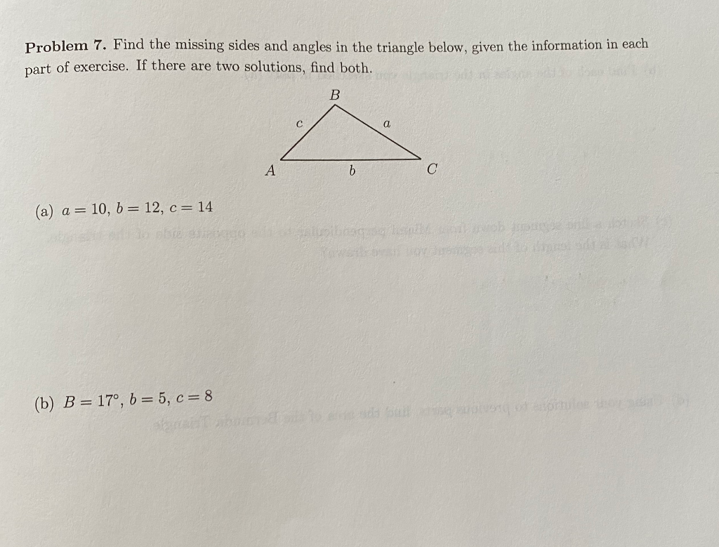 Solved Find the missing sides and angles in the triangle | Chegg.com