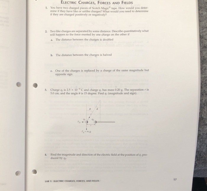 Solved ELECTRIC CHARGES, FORCES AND FIELDS 1. You have two | Chegg.com