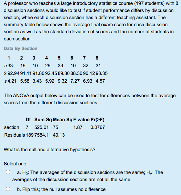 Solved In a large class of introductory Statistics students