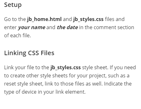 Setup Go to the jb_home.html and jb_styles.css files | Chegg.com
