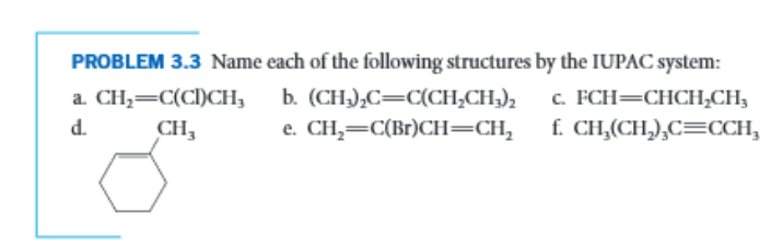 Solved PROBLEM 3.3 Name each of the following structures by | Chegg.com