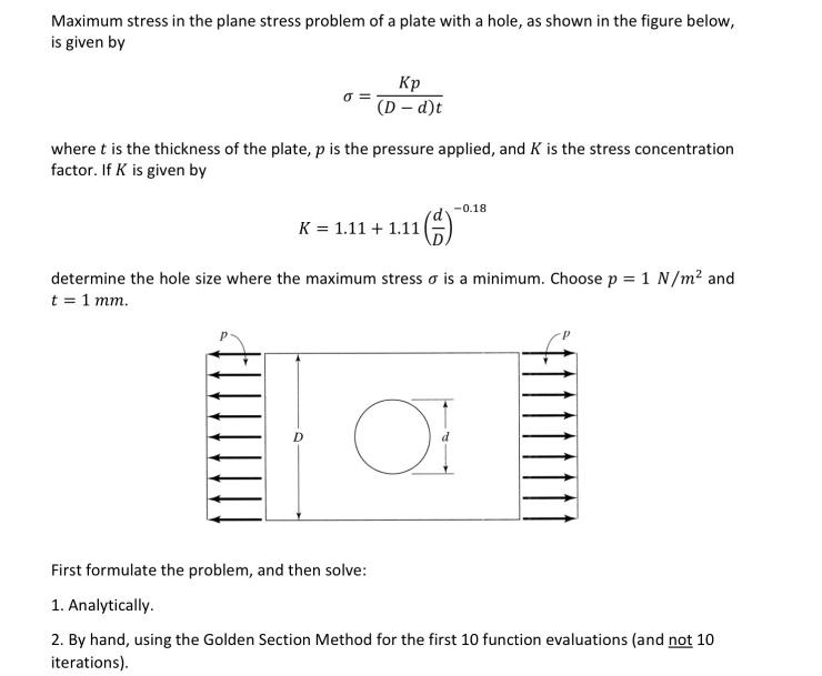 Solved Maximum stress in the plane stress problem of a plate | Chegg.com