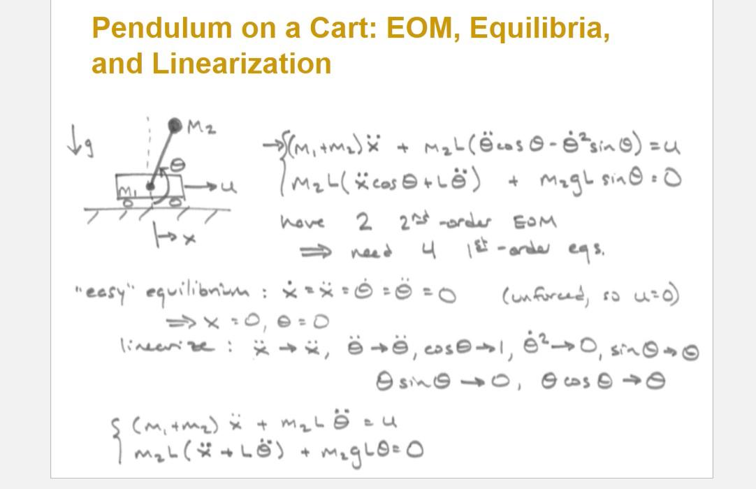  4 (2 points) Linearize the equations of motion (now