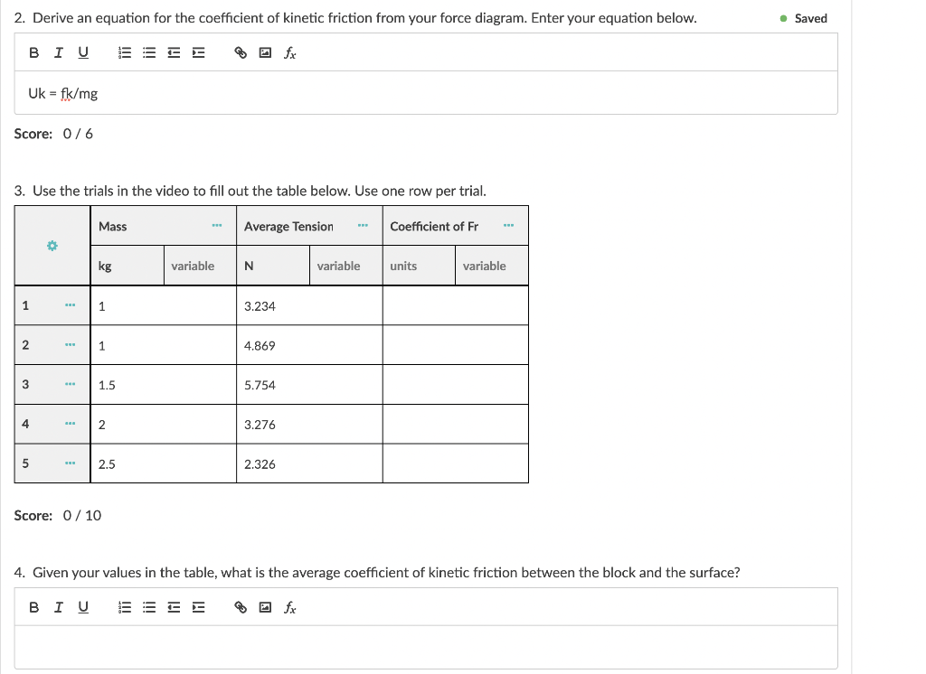 Solved Calculate the coefficient of kinetic friction for | Chegg.com