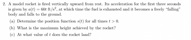 Solved 2. A model rocket is fired vertically upward from | Chegg.com