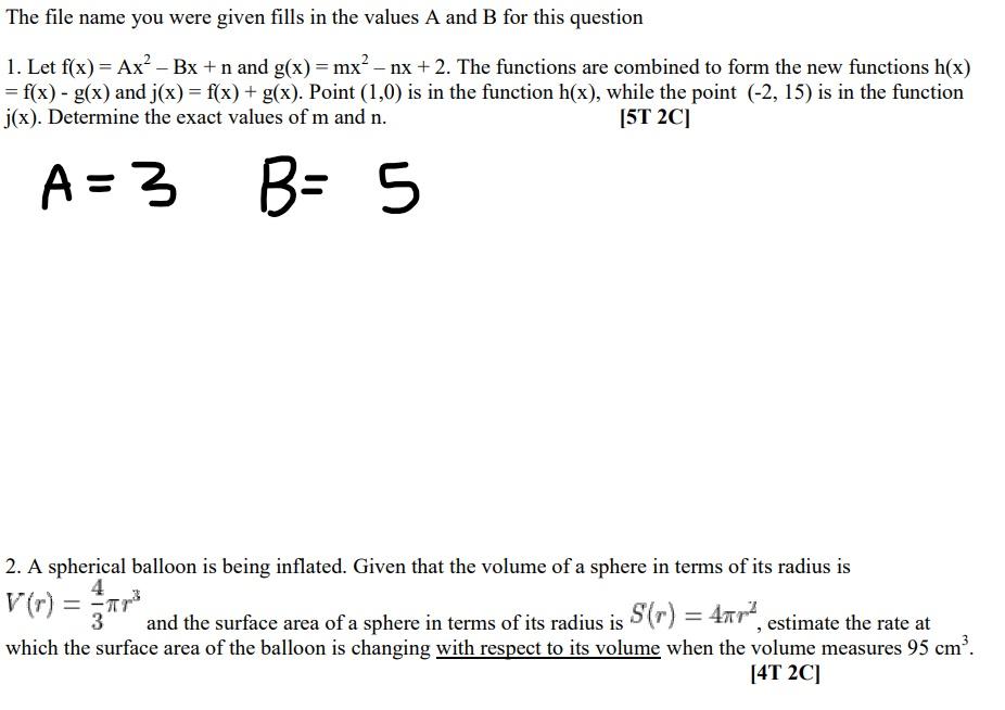 Solved A 3 B 5 Vr Tt And The Surface Area Of A Sphe Chegg Com