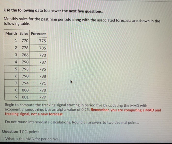 Solved Use the following data to answer the next five | Chegg.com