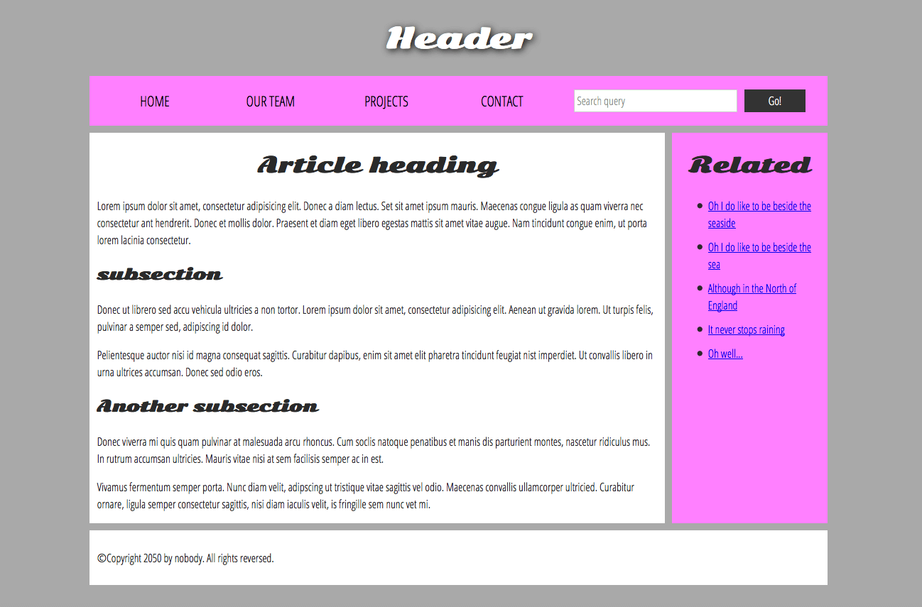 html page assignment