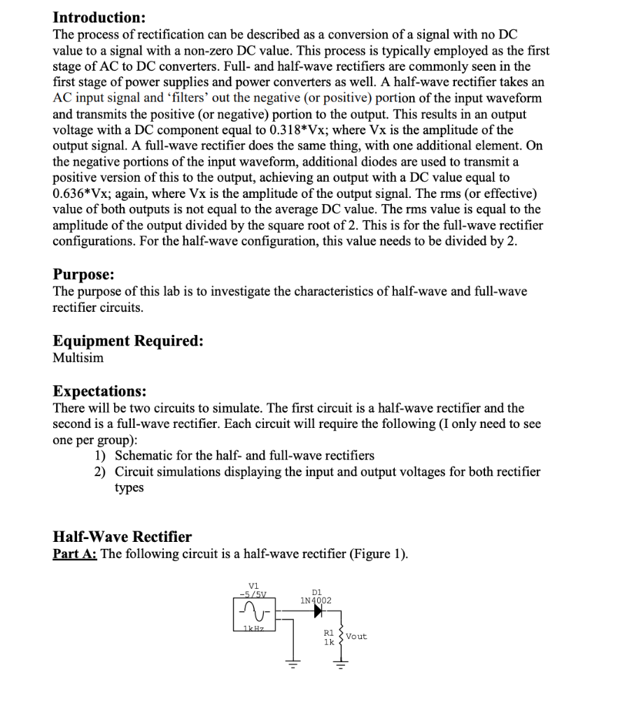 Solved Introduction: The process of rectification can be | Chegg.com