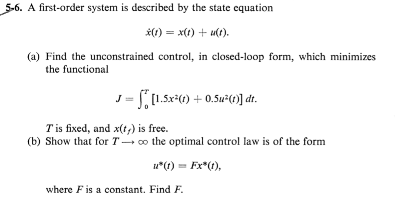 Solved This Problem 5-6 From Book ( Optimal Control Theory: | Chegg.com