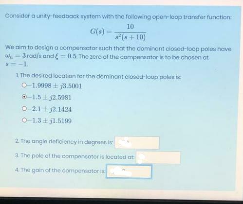 Solved Consider a unity-feedback system with the following | Chegg.com