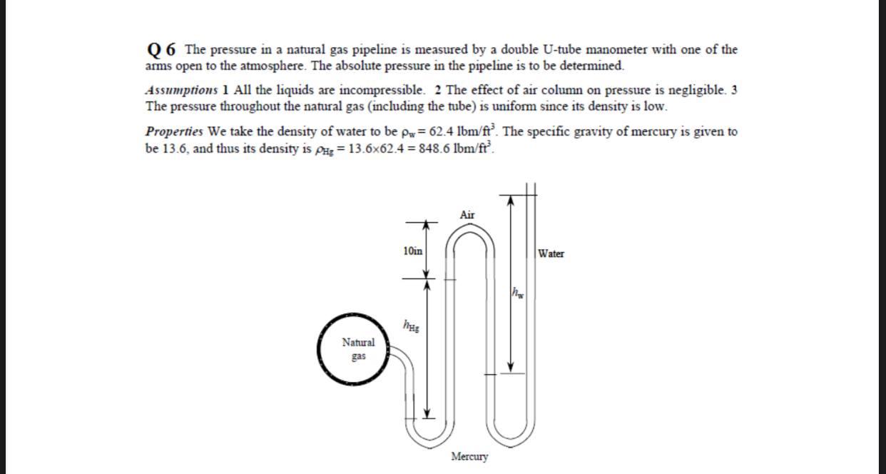 Solved Q6 The pressure in a natural gas pipeline is measured